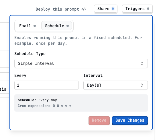 Schedule Trigger Configuration