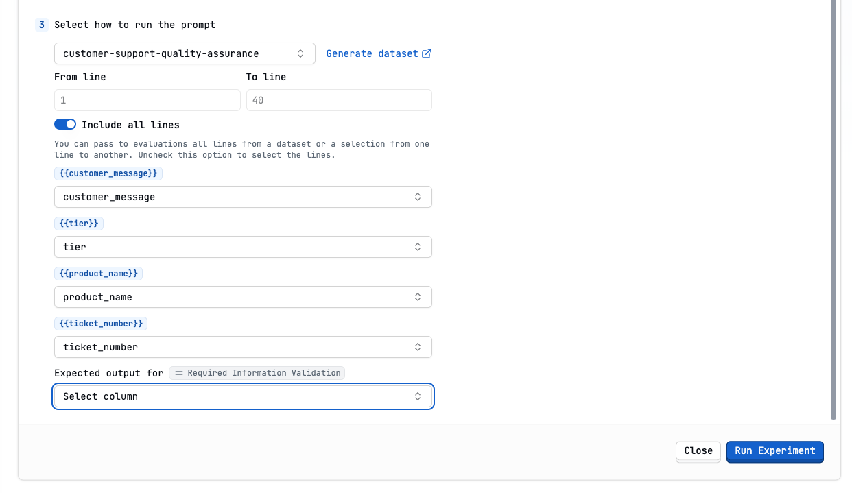 Dataset with expected output
