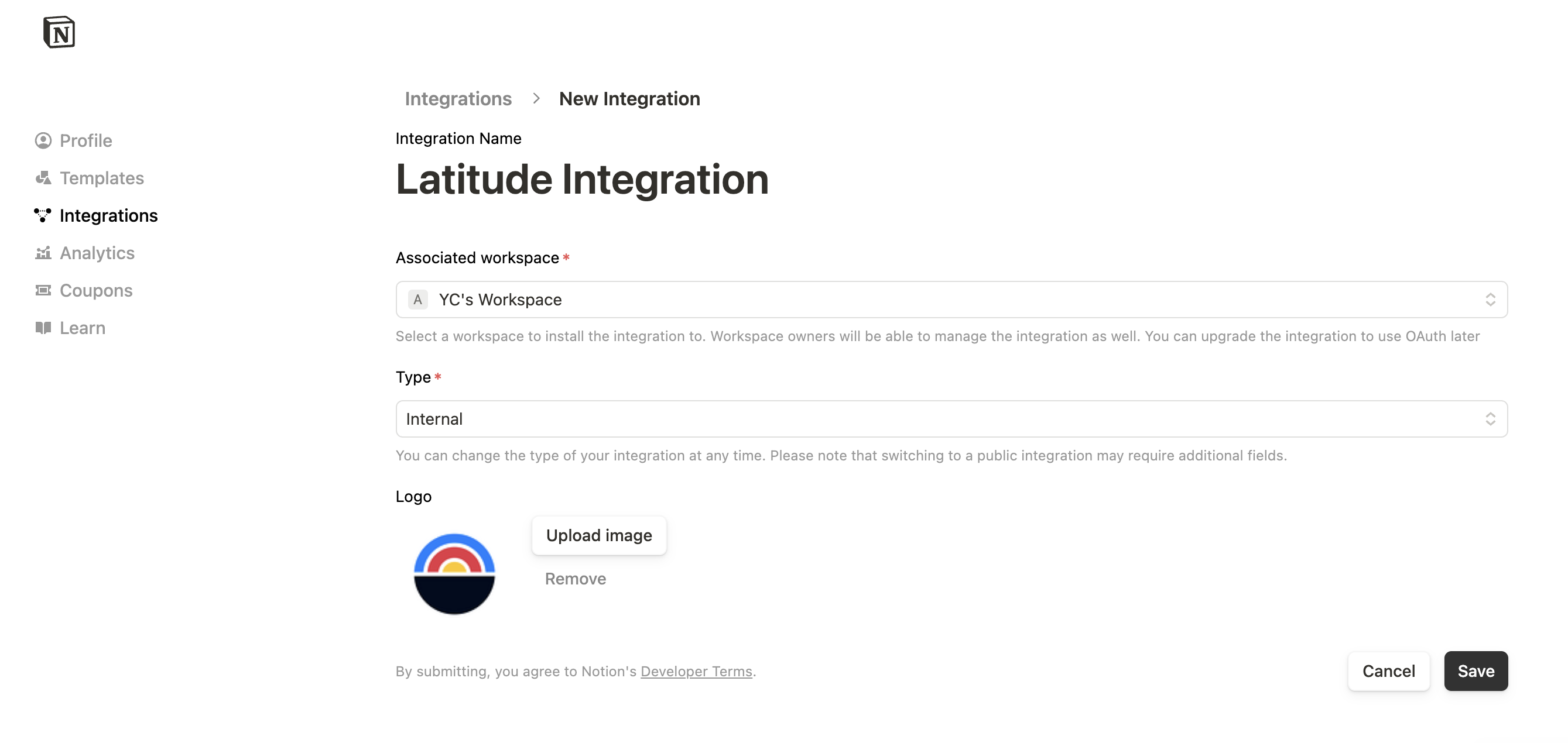 Create Notion integration