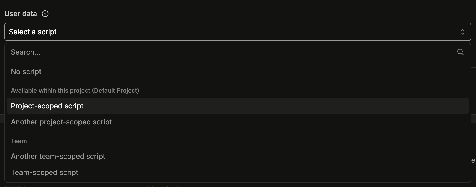 User data management page