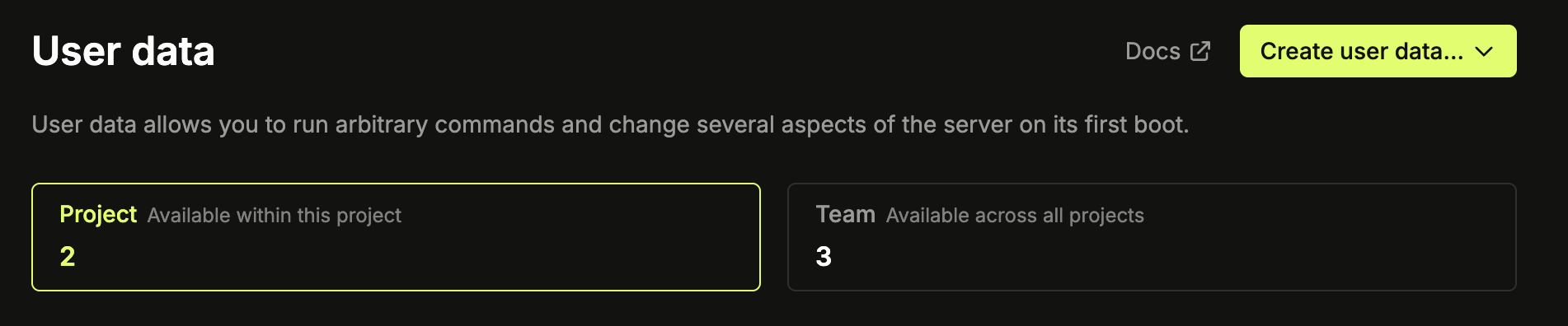 User data management page
