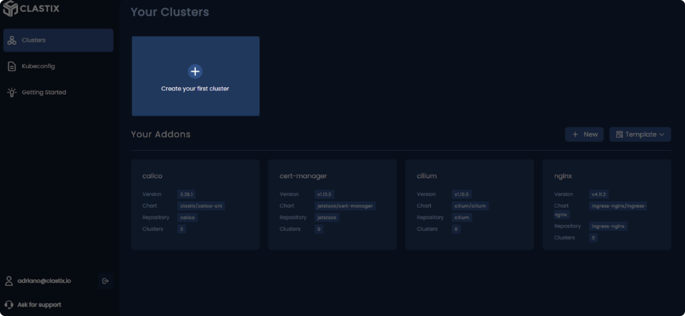 Create first CLASTIX cluster