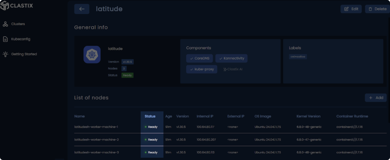 CLASTIX nodes ready