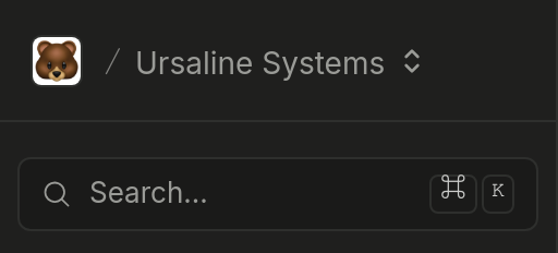 Team switcher and search field at the top of the sidebar