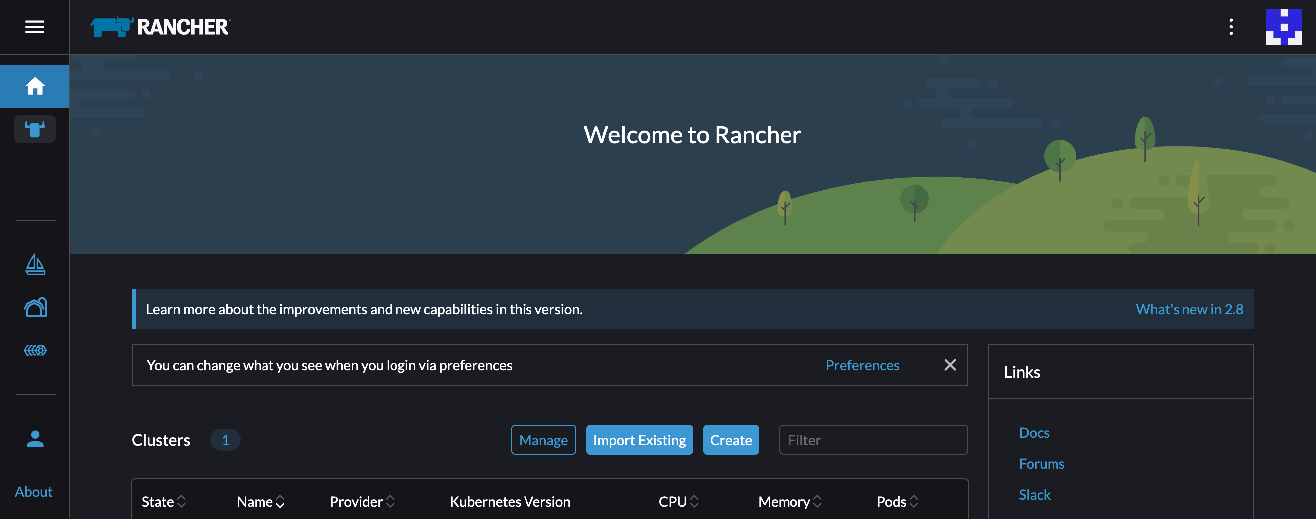 Rancher console