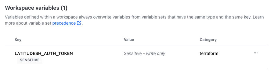 Terraform Cloud workspace variables