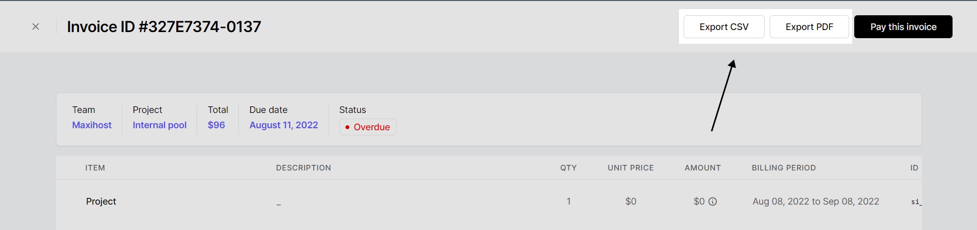 Invoice download options