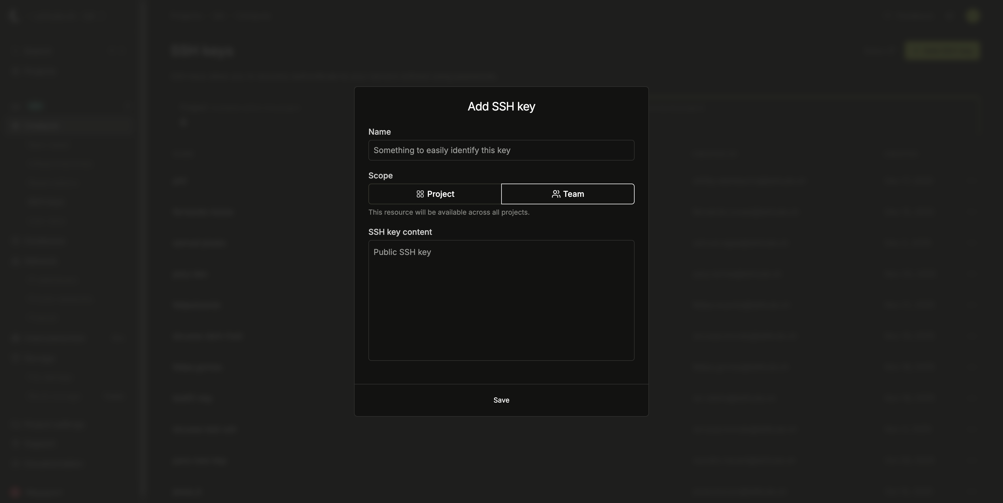 SSH keys scope on creation