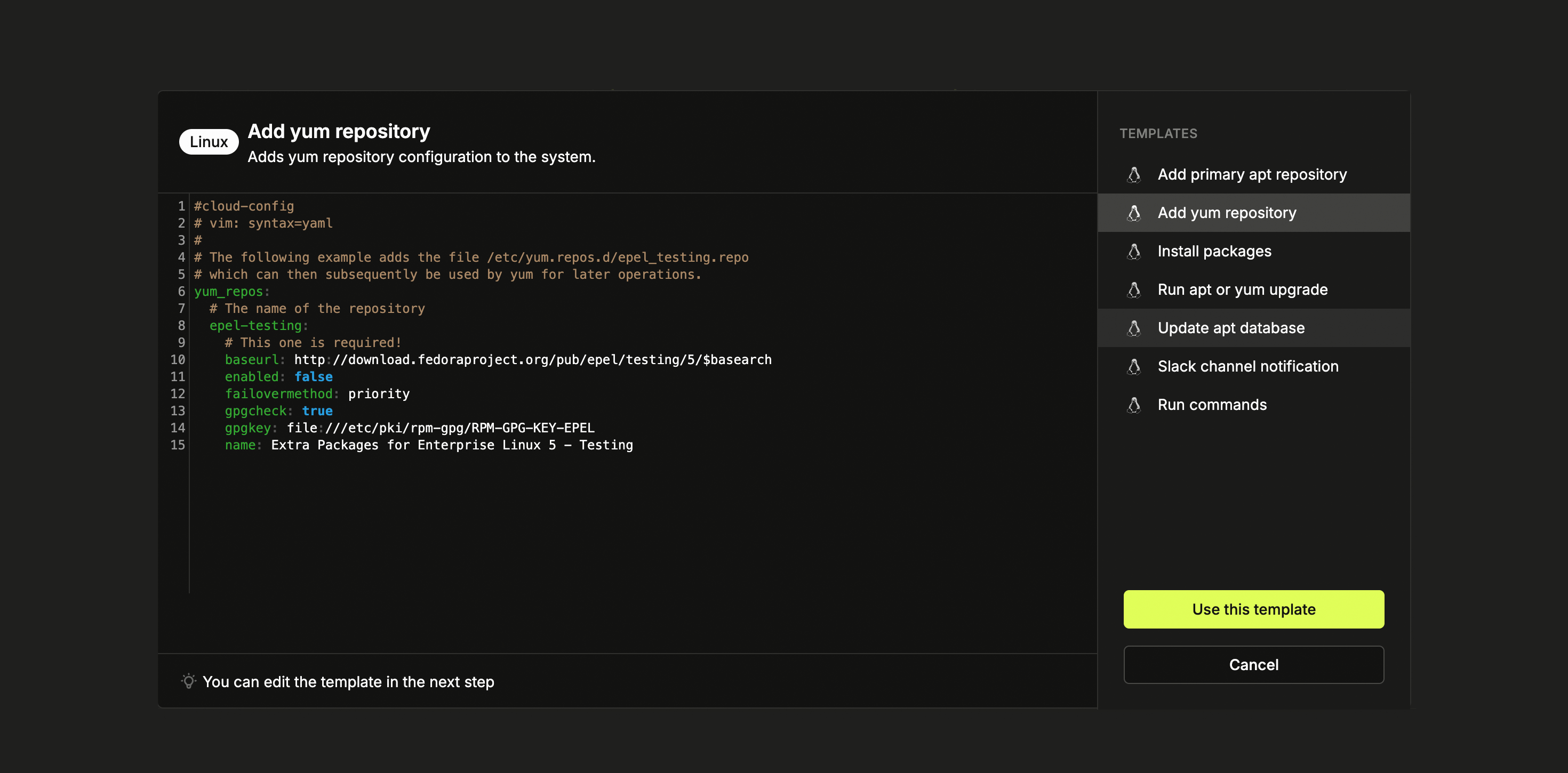 User data management page