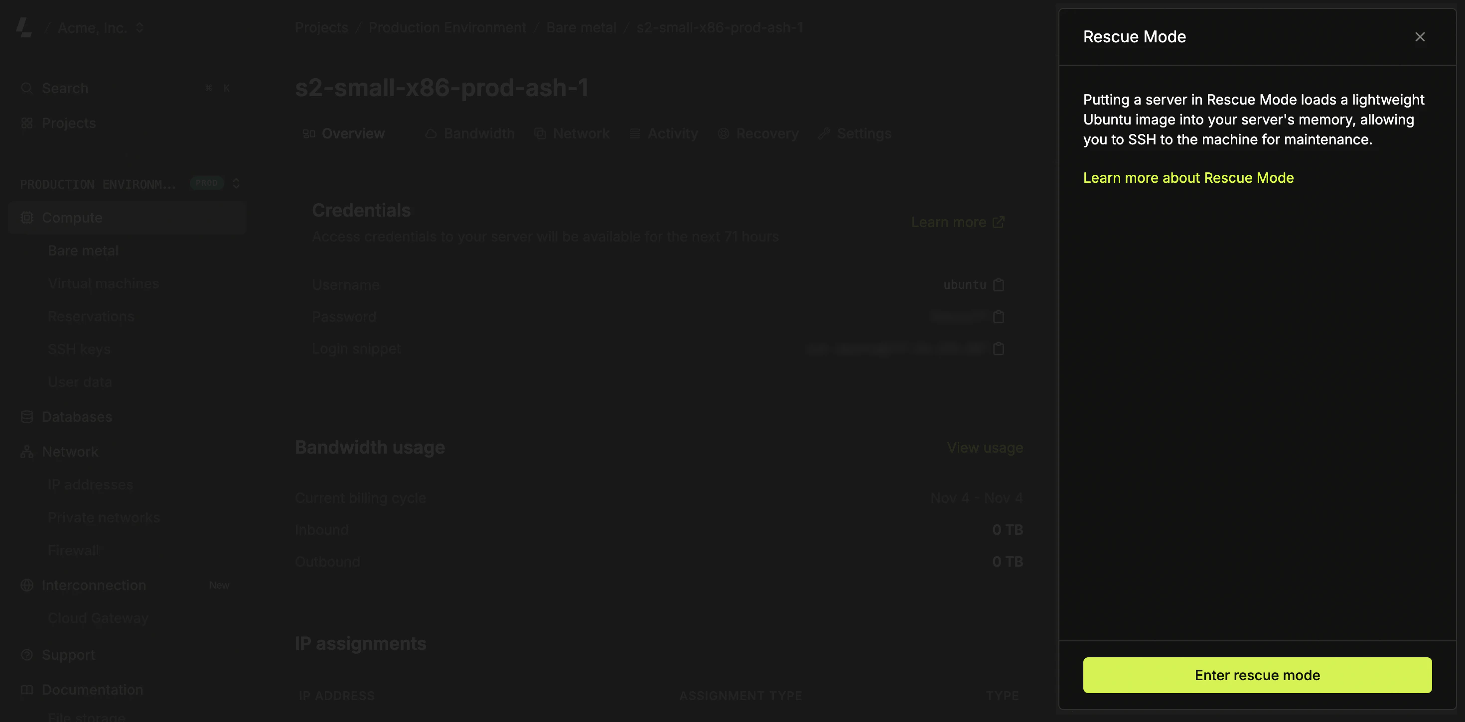 Rescue mode activation