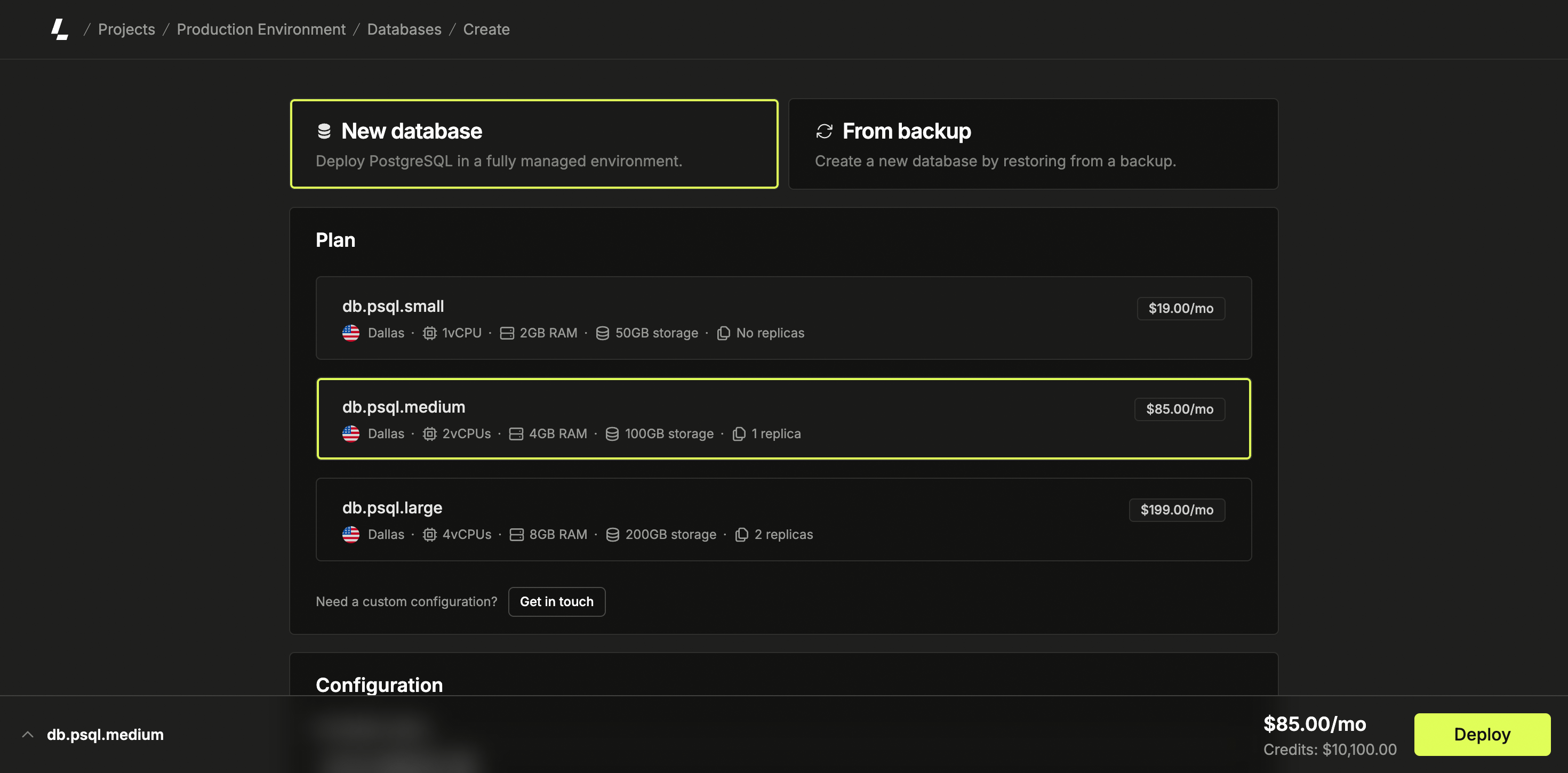 Create database interface