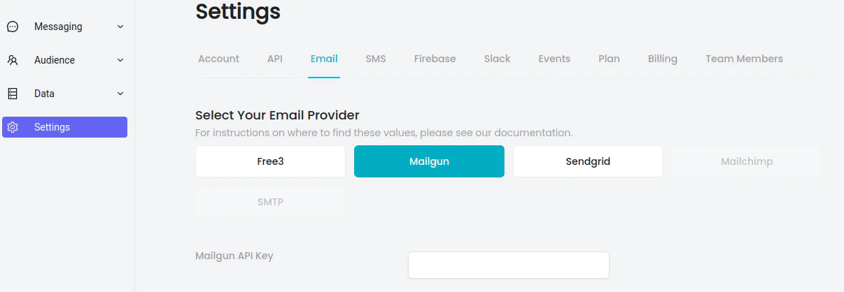 Laudspeaker Mailgun Settings