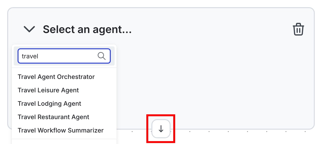 The downward-facing arrow button.
