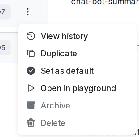 The overflow menu for a variation.