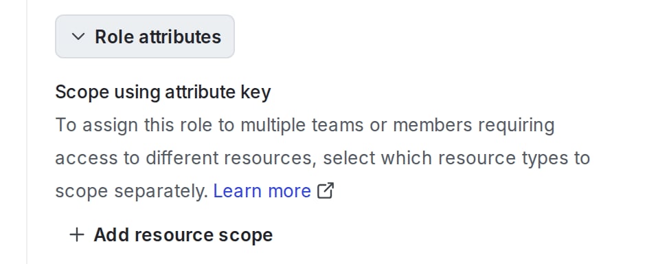 The "Role attributes" section of the "New role" page.