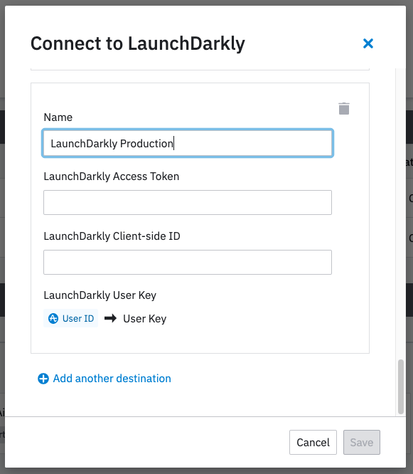 The "Connect to LaunchDarkly" screen.
