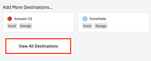 The "Add More Destinations" section with the "View All Destinations" button called out.