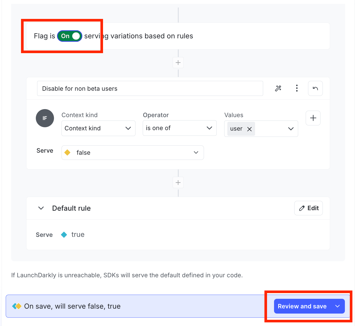 The toggle to turn on the feature flag for the beta users.