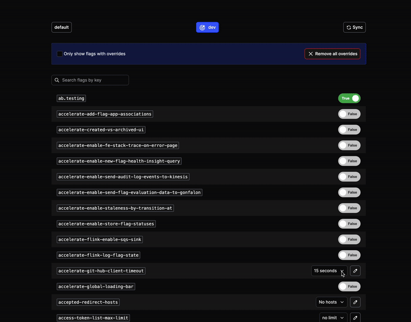 Create flag override from dev-server UI.