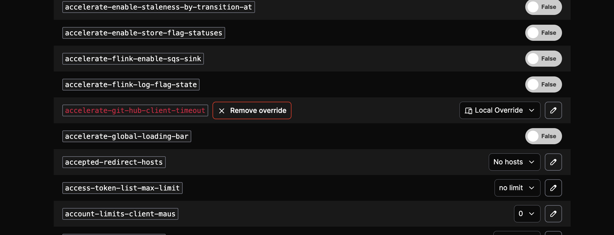 Remove override from the UI.