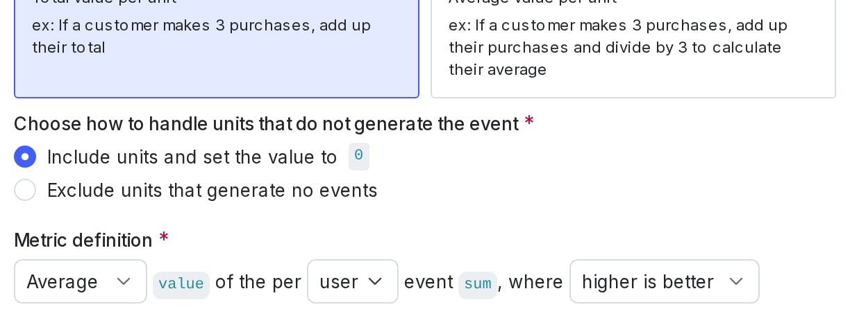 Configuring analysis method for numeric metric.