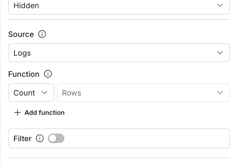 The query builder section of the add graph
panel.
