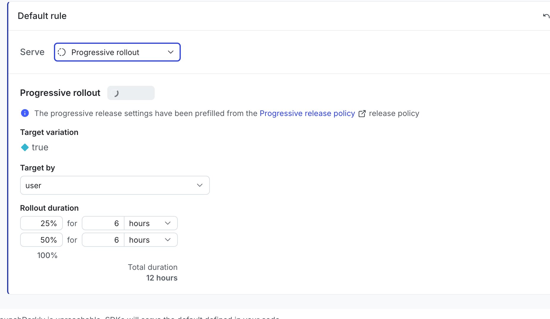 The progressive rollout configuration options for a flag's targeting rule.