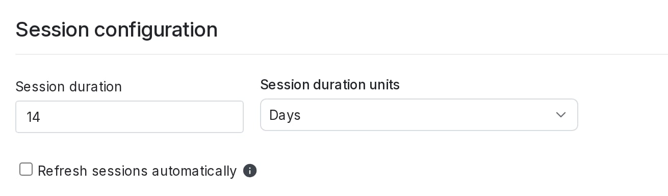 Session configuration options.