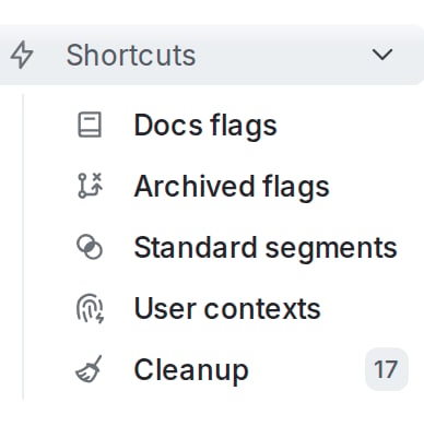A list of shortcuts in the left sidebar.