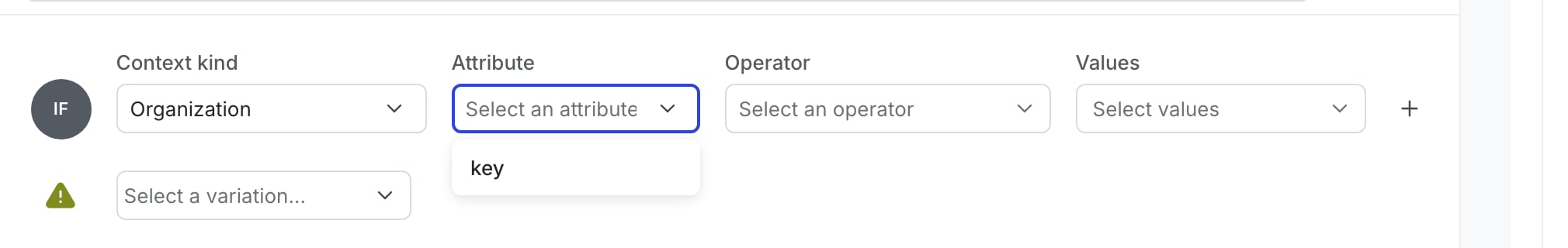 The "Attribute" menu, showing attributes for a user context.