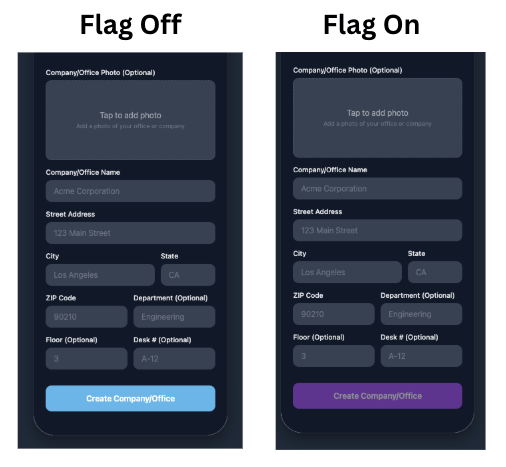 How the feature flag status impacts the app UI
