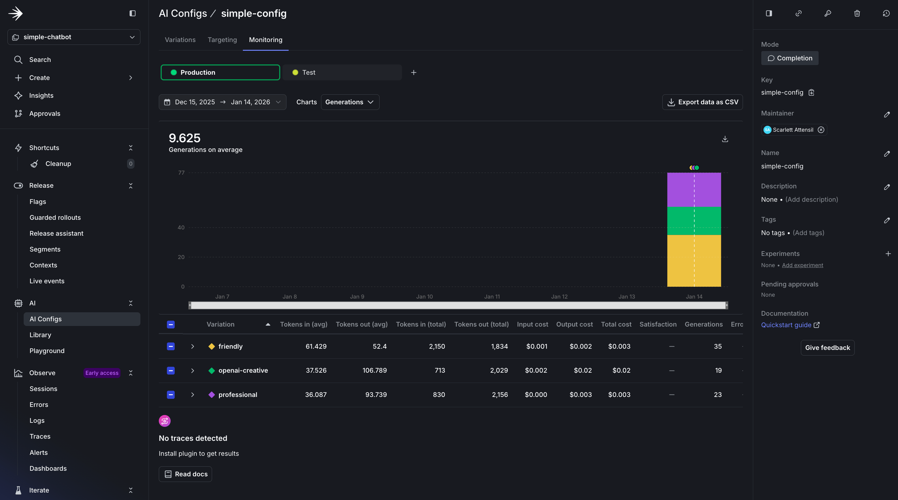 AgentControl config monitoring dashboard overview