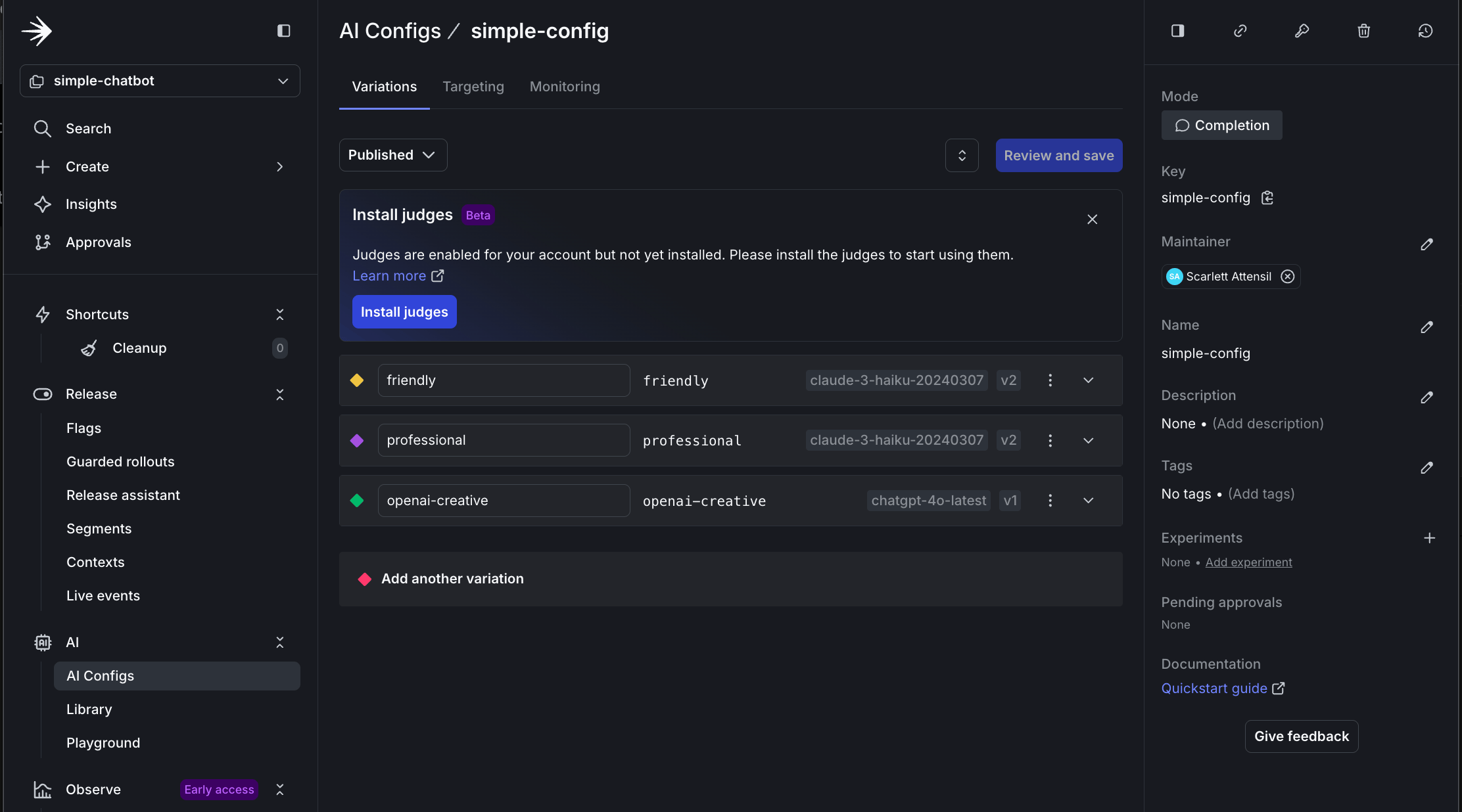 Creating persona-based variations in LaunchDarkly