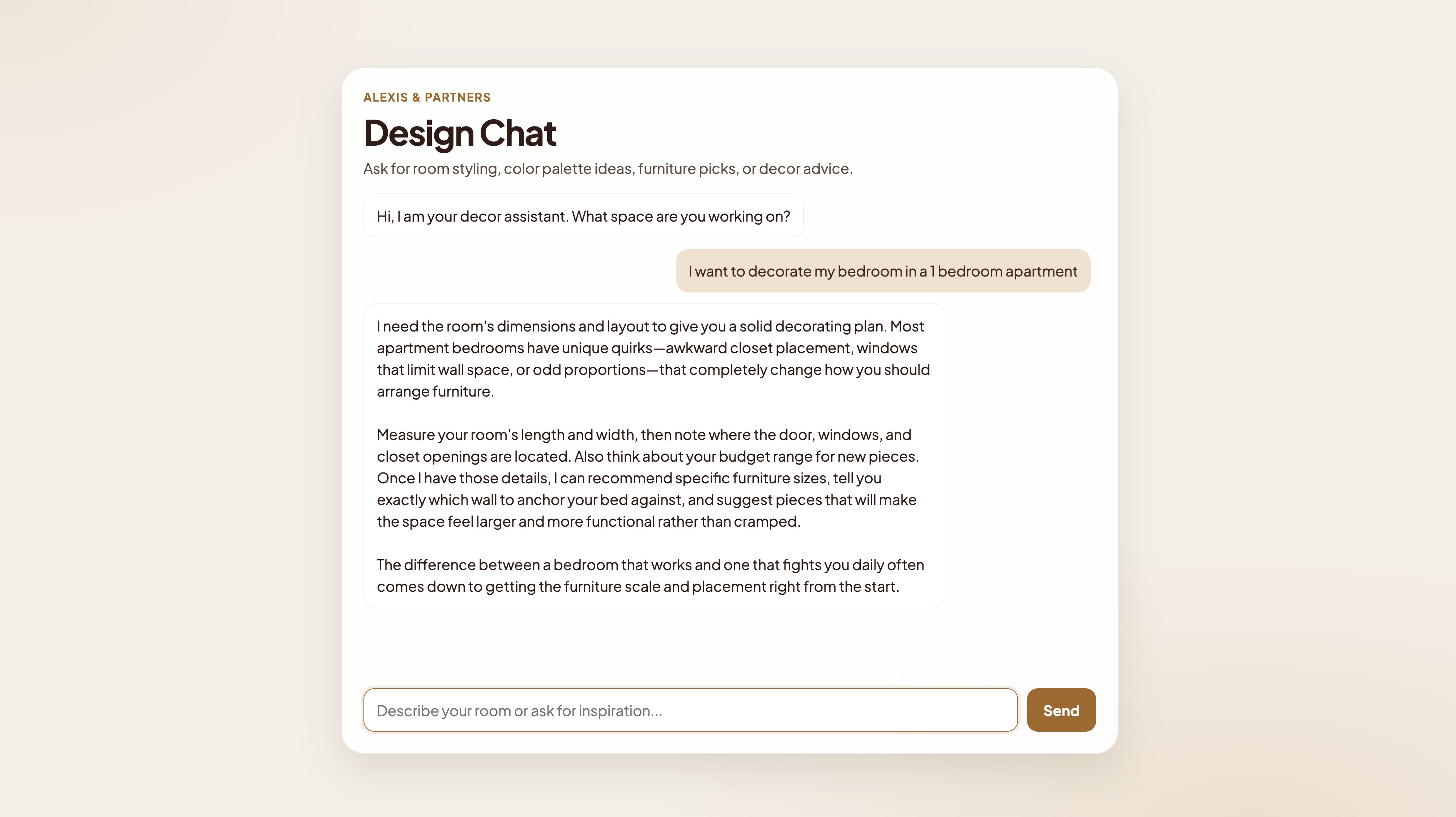 The Decor Agent chat UI.
