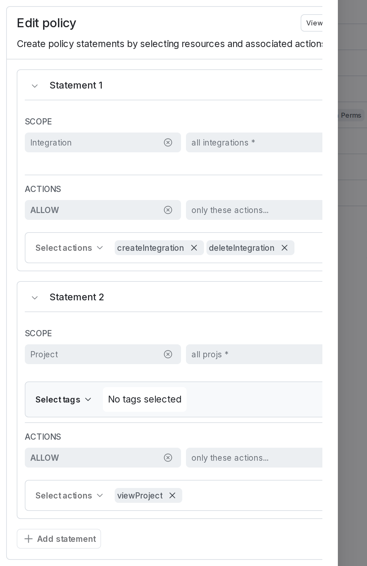 The inline policy for the Compass integration access token.