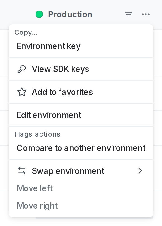 The environment overflow menu.