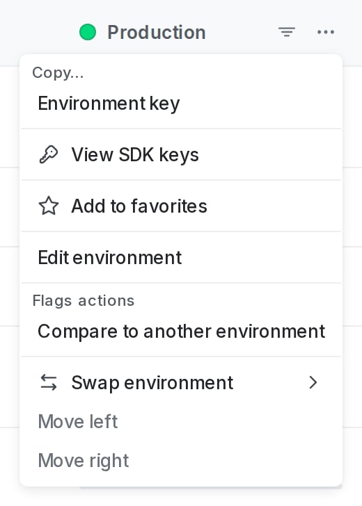 The environment overflow menu.