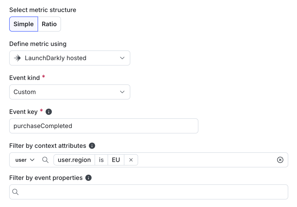 Filtering user context kinds where the region attribute is set to EU.