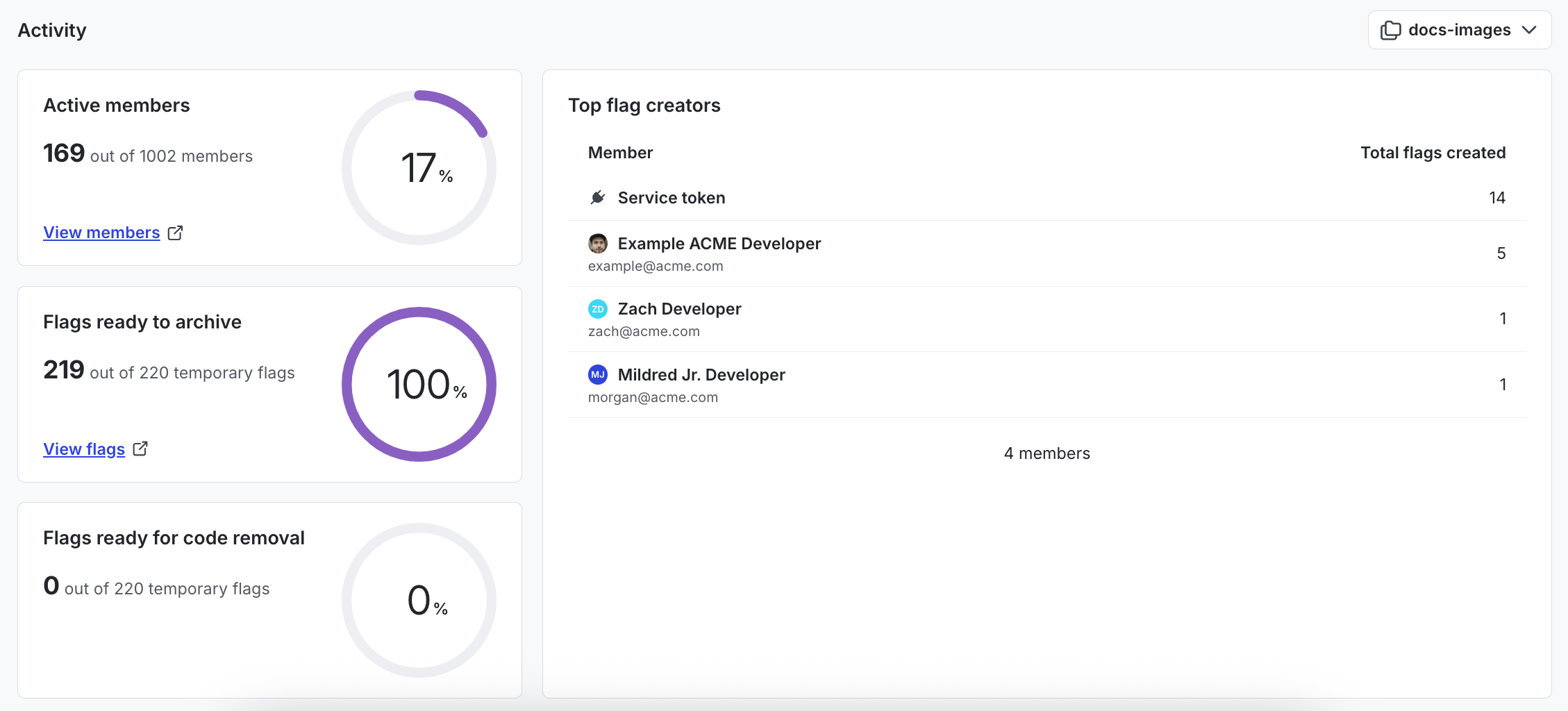 The Activity section on the Launch Insights dashboard.