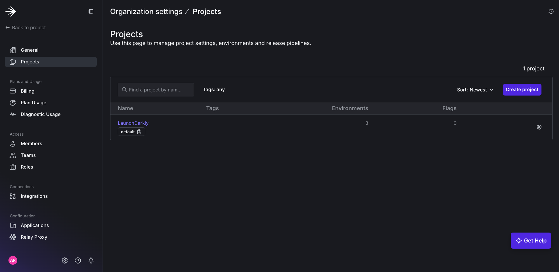 Screenshot of project landing page