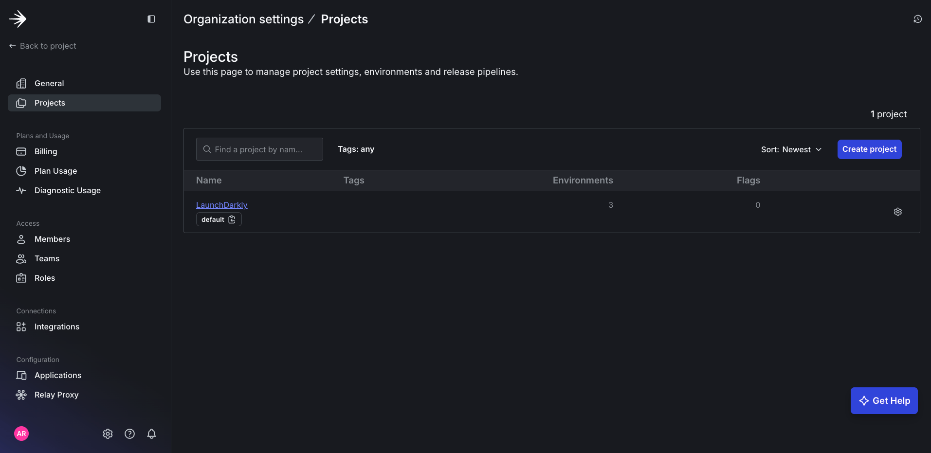 Screenshot of project landing page