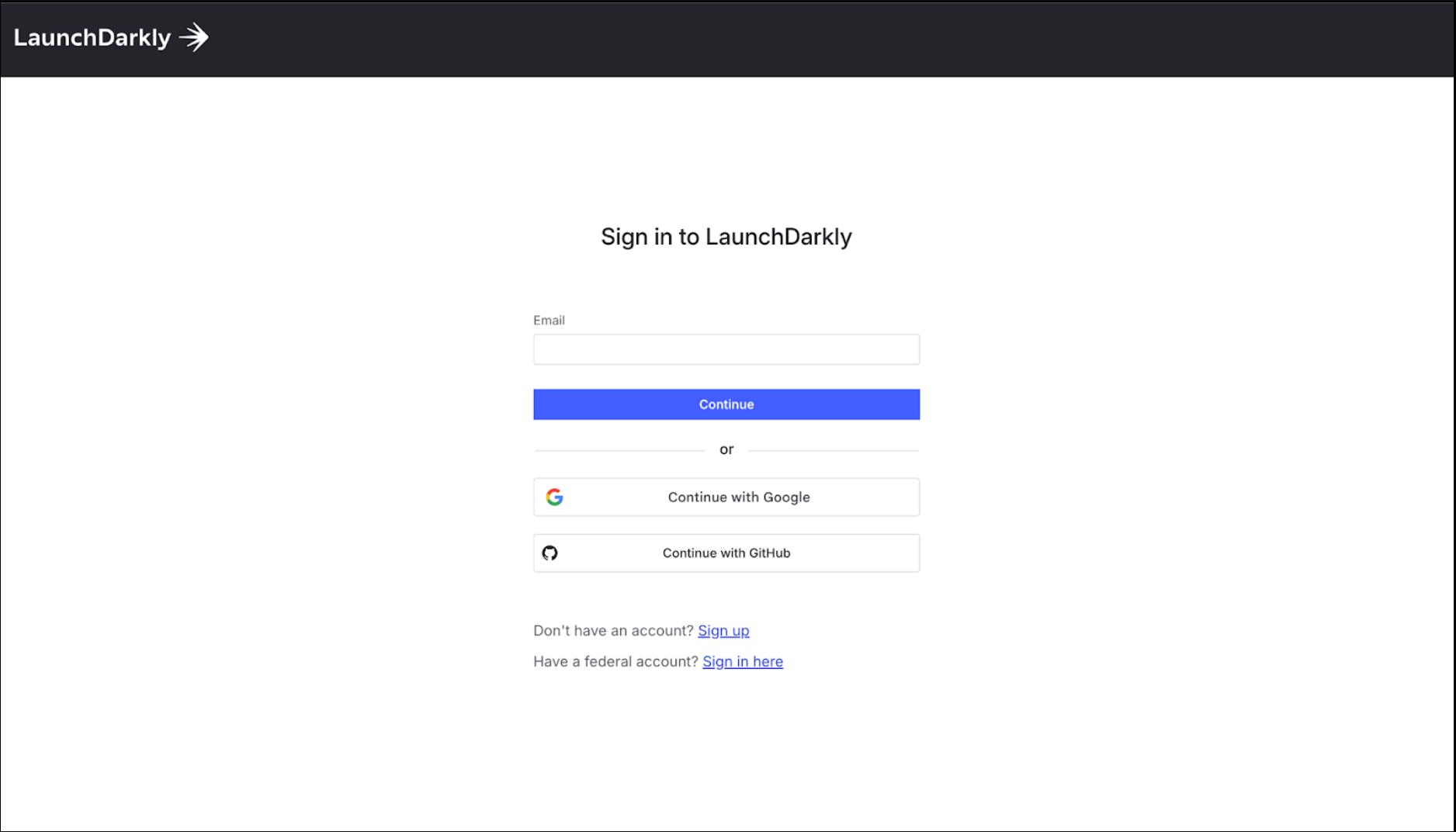 The LaunchDarkly sign in page