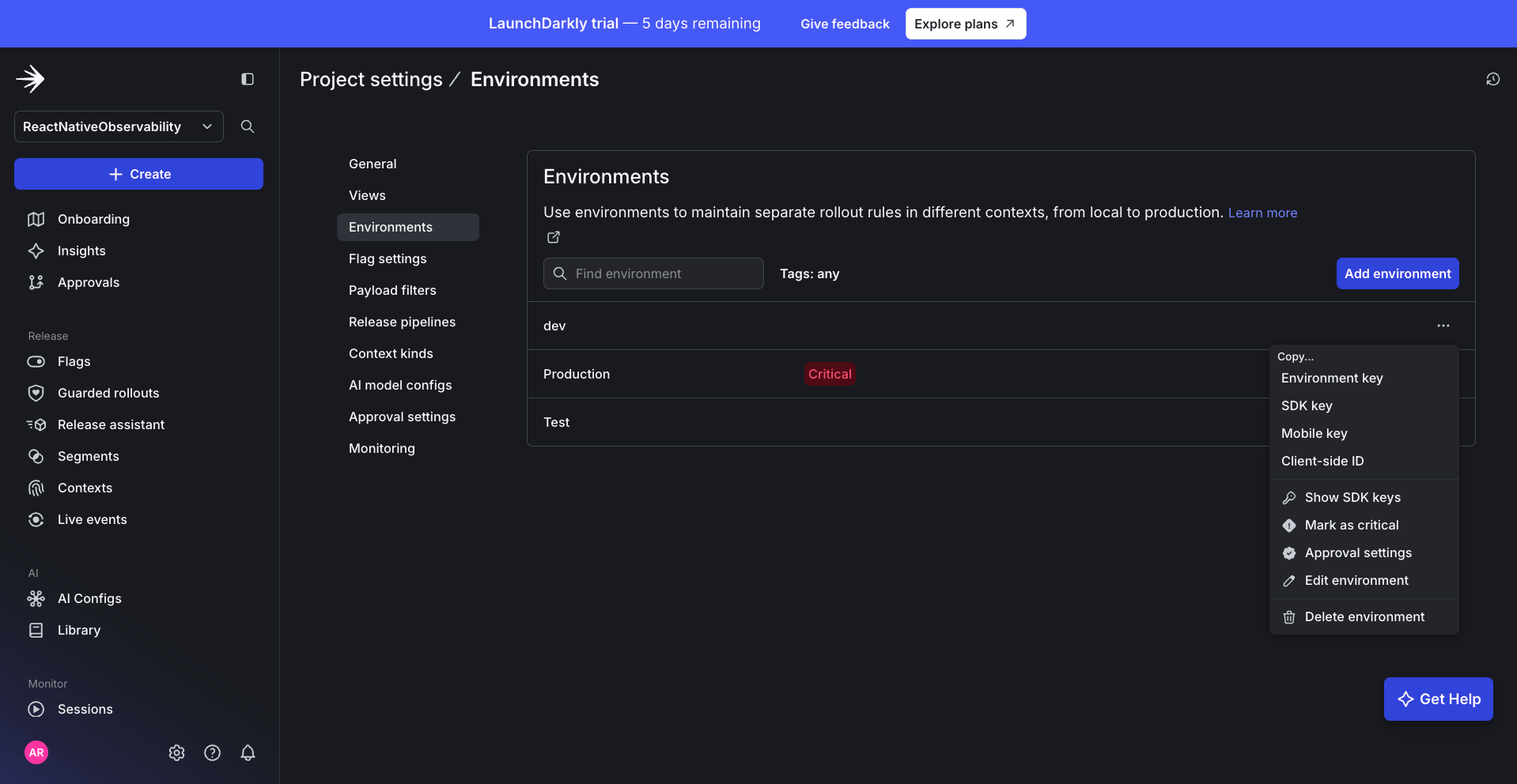 Screenshot of where to find mobile key