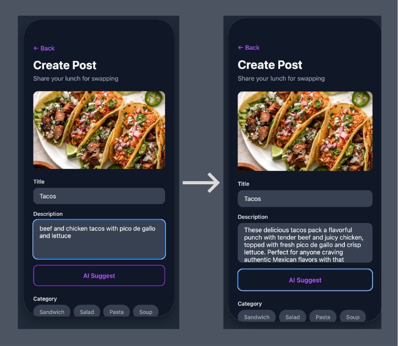 WorkLunch AI Suggest Feature