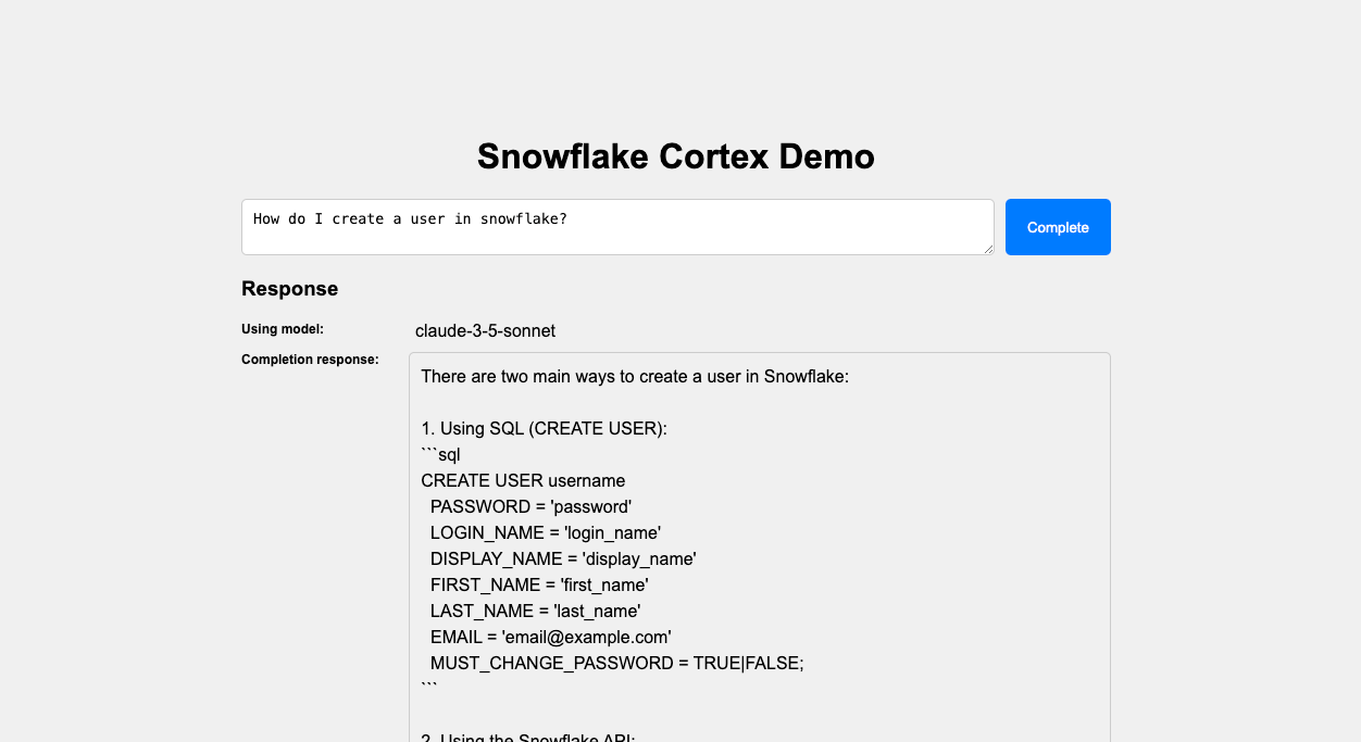 Landing page with completion