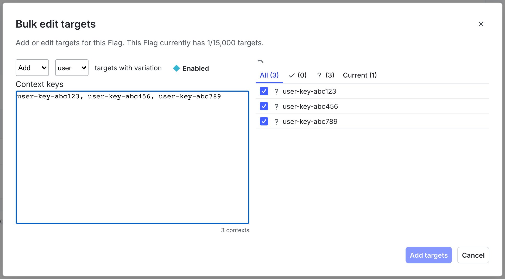 The "Bulk editing" dialog.