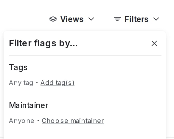 The filter menu for project-wide flag attributes.