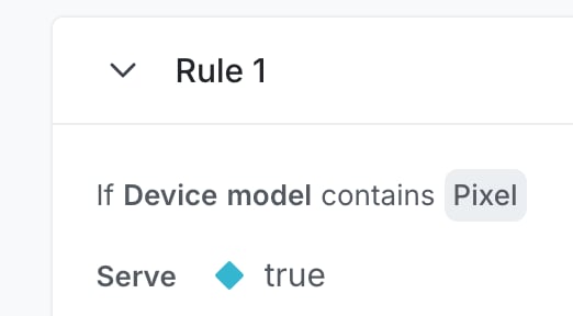 A mobile targeting rule using device model information.