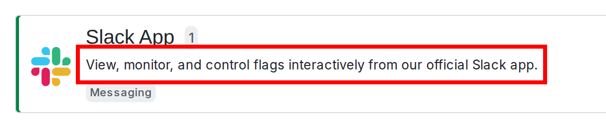 A portion of the integration panel on the "Integrations" list in the LaunchDarkly UI, with the overview called out.
