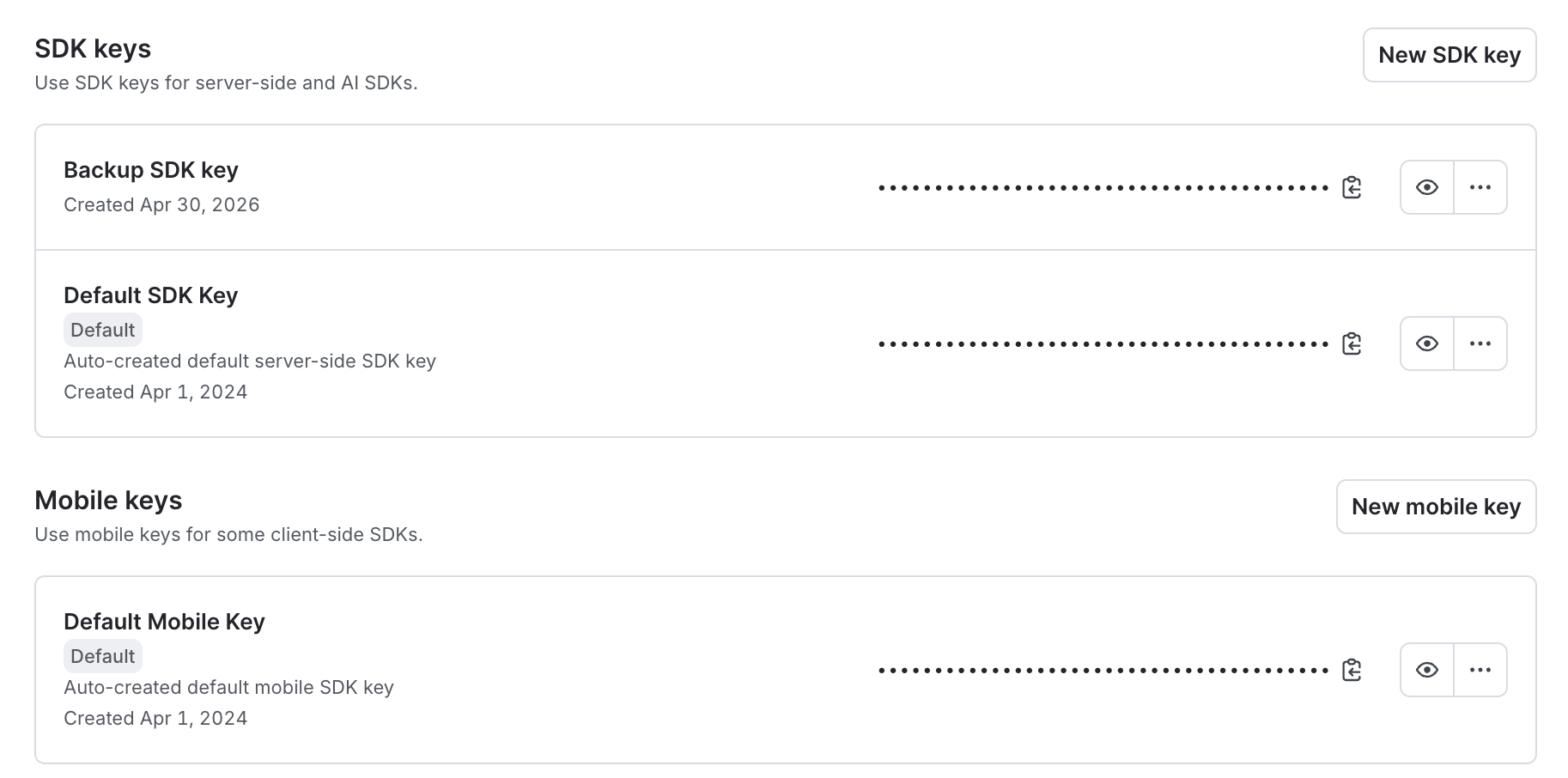 SDK credentials - LaunchDarkly